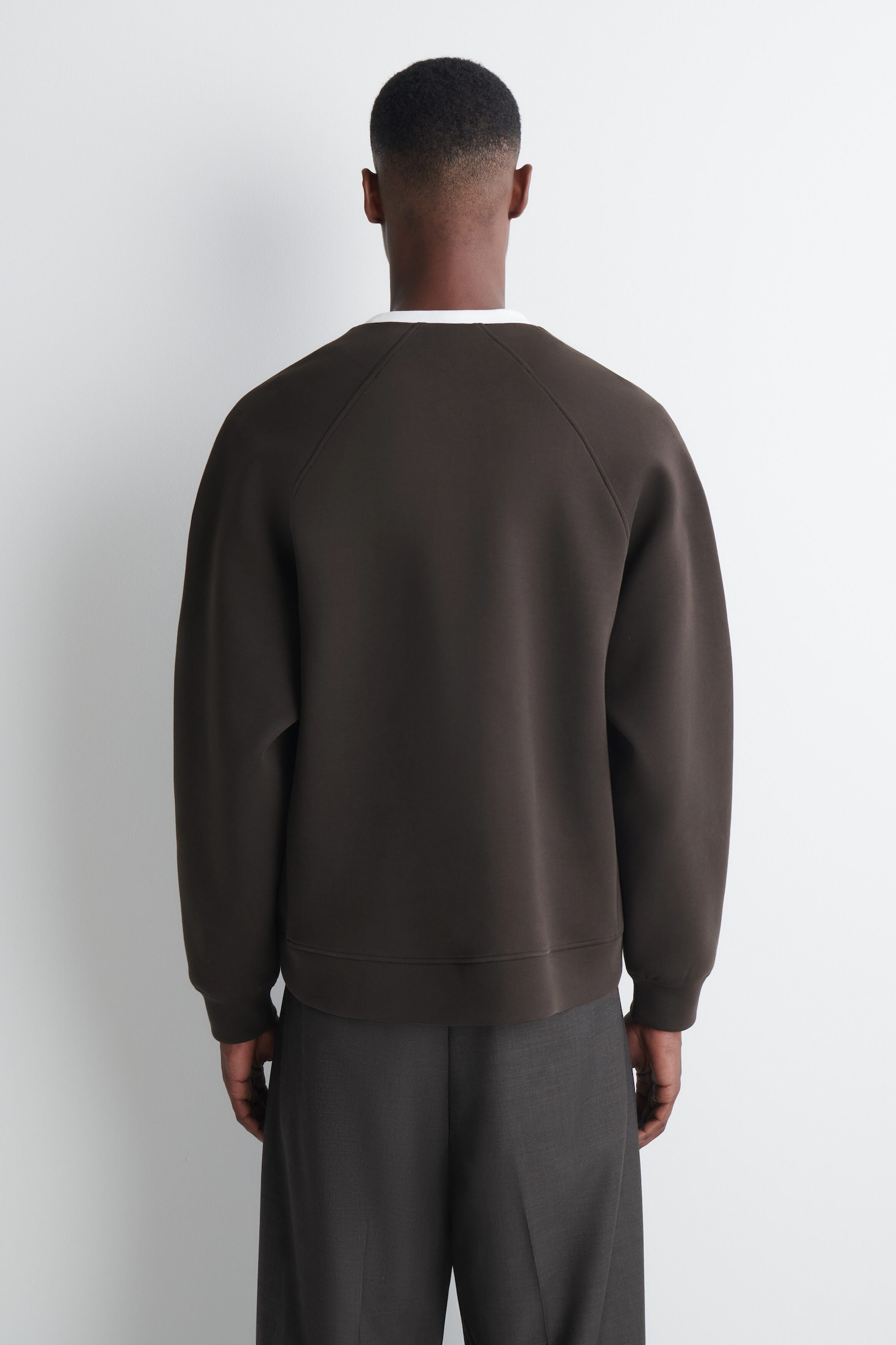 Dark Brown Scuba Henley Top — Men's Long Sleeve Relaxed Snap Pullover