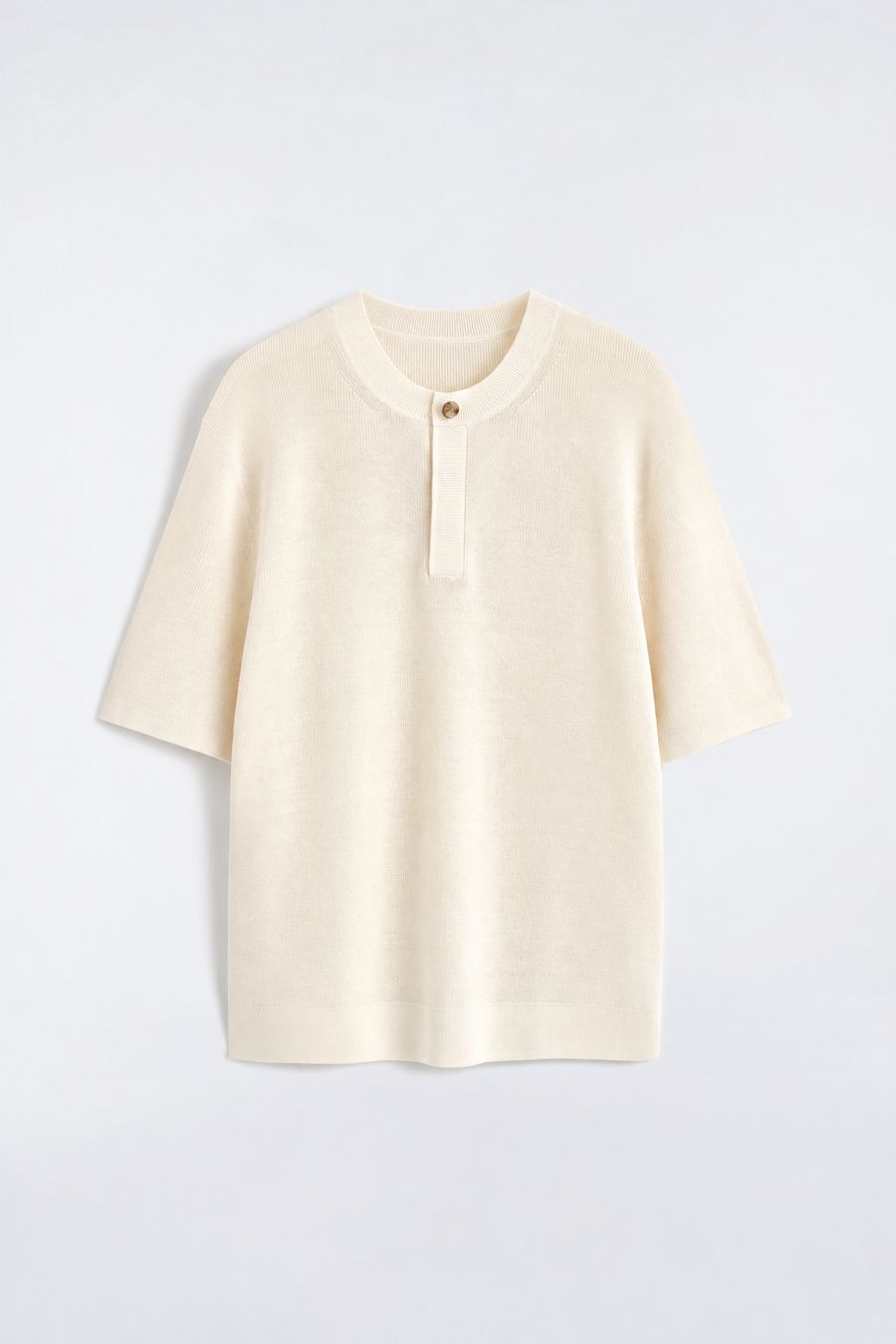 Off White Knit Henley, men's henley